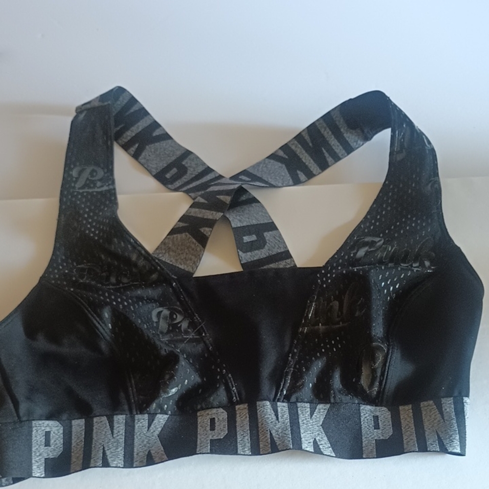 PINK Victoria's Secret Black Racerback Sports Bra